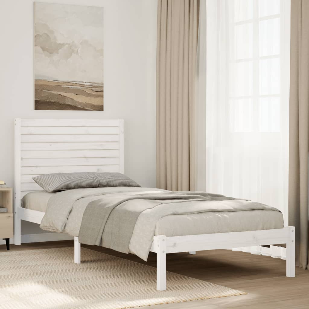 Dłuższe łóżko bez materaca, białe, 90x220 cm, lite drewno vidaXL