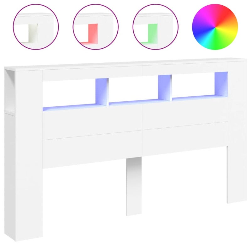 vidaXL Testiera LED Bianca 180x18,5x103,5 cm Legno Multistrato - 2