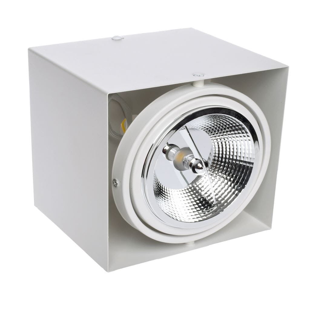 Reflektor sufitowy spot natynkowy Plaza kwadratowy biały 1xAR111x35W wym: 15 x 15 cm aluminium Milagro