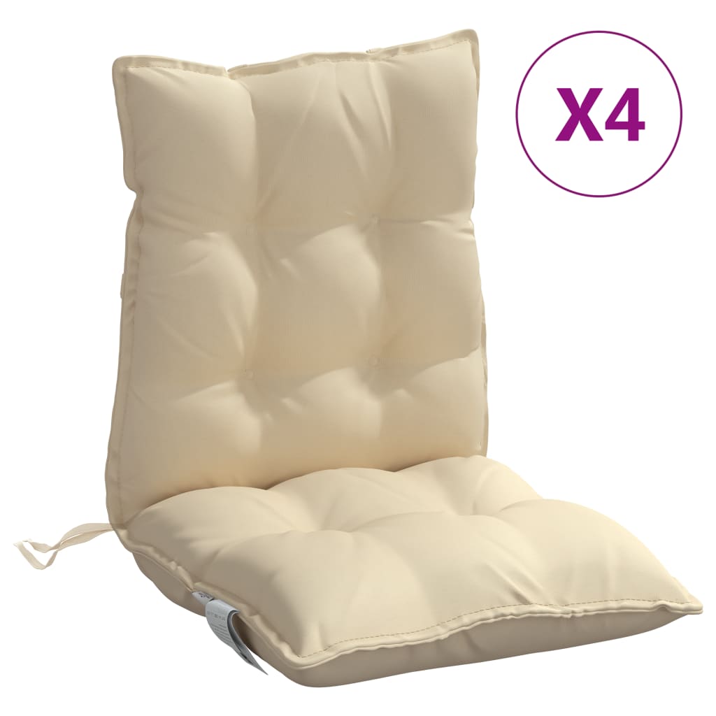 Lot de 4 Coussin d'extérieur | Coussins de chaise à dossier bas beige tissu oxford CFW64366 - 2