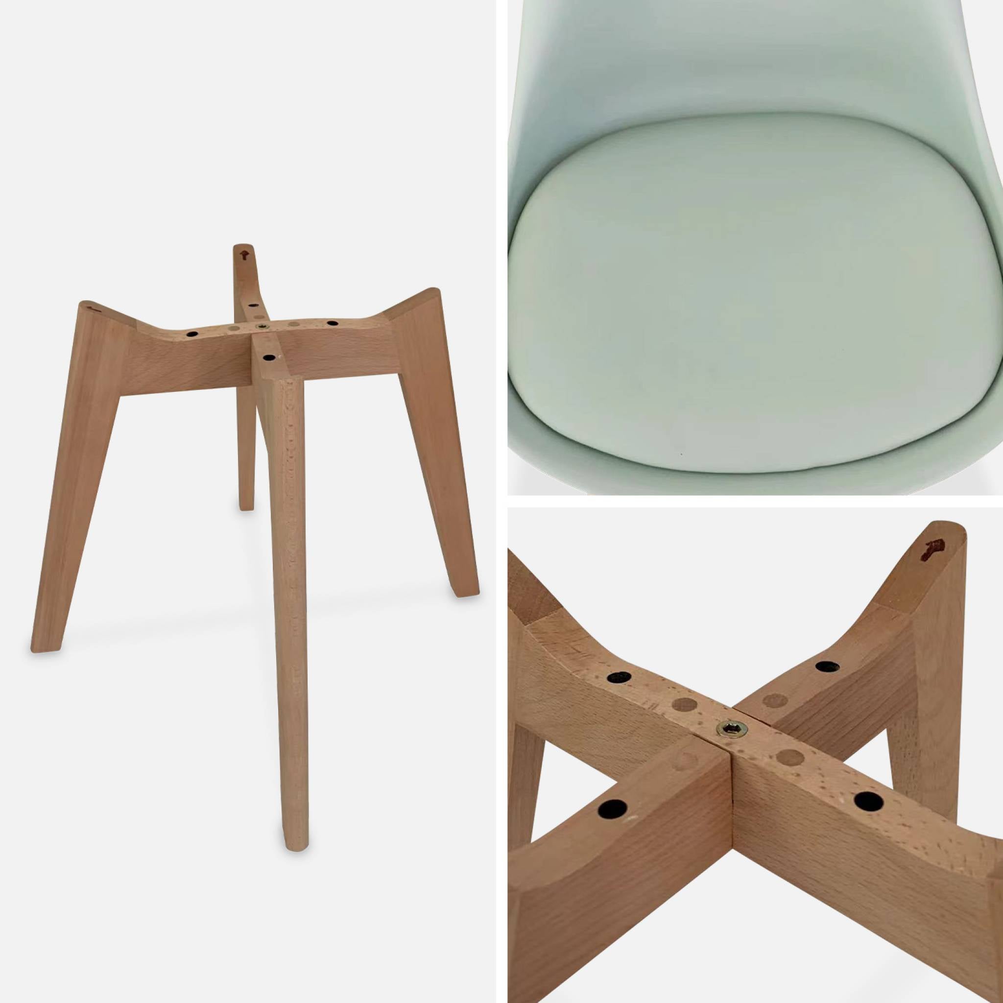 Lot de 4 chaises scandinaves. pieds bois de hêtre. chaises 1 place. vert céladon NILS - 7
