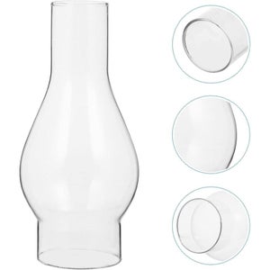 Lampe à huile ~ Lampe vintage 18 de haut avec abat-jour cheminée en perles de verre transparent - France