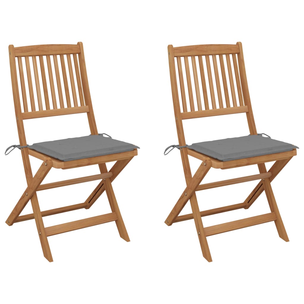 Lot de 2 Chaises pliables de jardin | Siège de Terrasse | Chaise d'extérieur avec coussins Bois d'acacia CFW600863 - 2