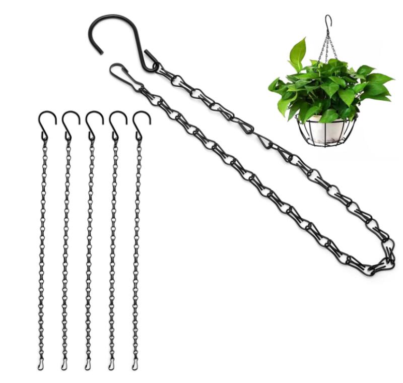 4 Catene Sospese In Metallo Nero 36 Cm Con Ganci A S E Clip, Per Appendere Vasi, Mangiatoie Per Uccelli E Lanterne