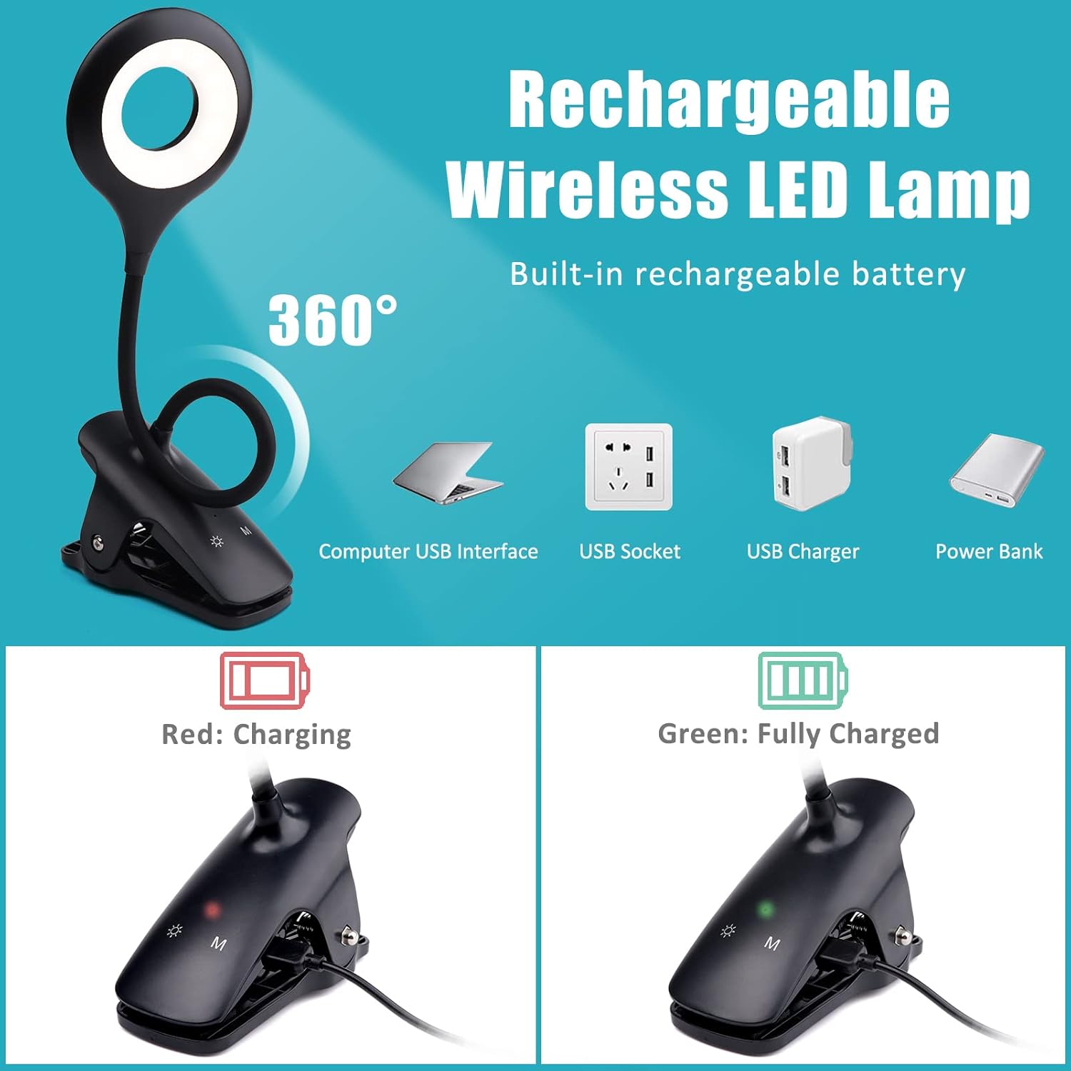 Lampka biurkowa LED – dotykowa lampka nocna z klipsem – 3 kolory i 3 poziomy ściemniania – 1 opakowanie – czarna - 3
