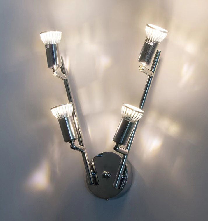 Spot de plafond de cuisine de salon à 4 voies, plafonnier en métal chromé pivotant à 330° Lampe, luminaires GU10 - 8