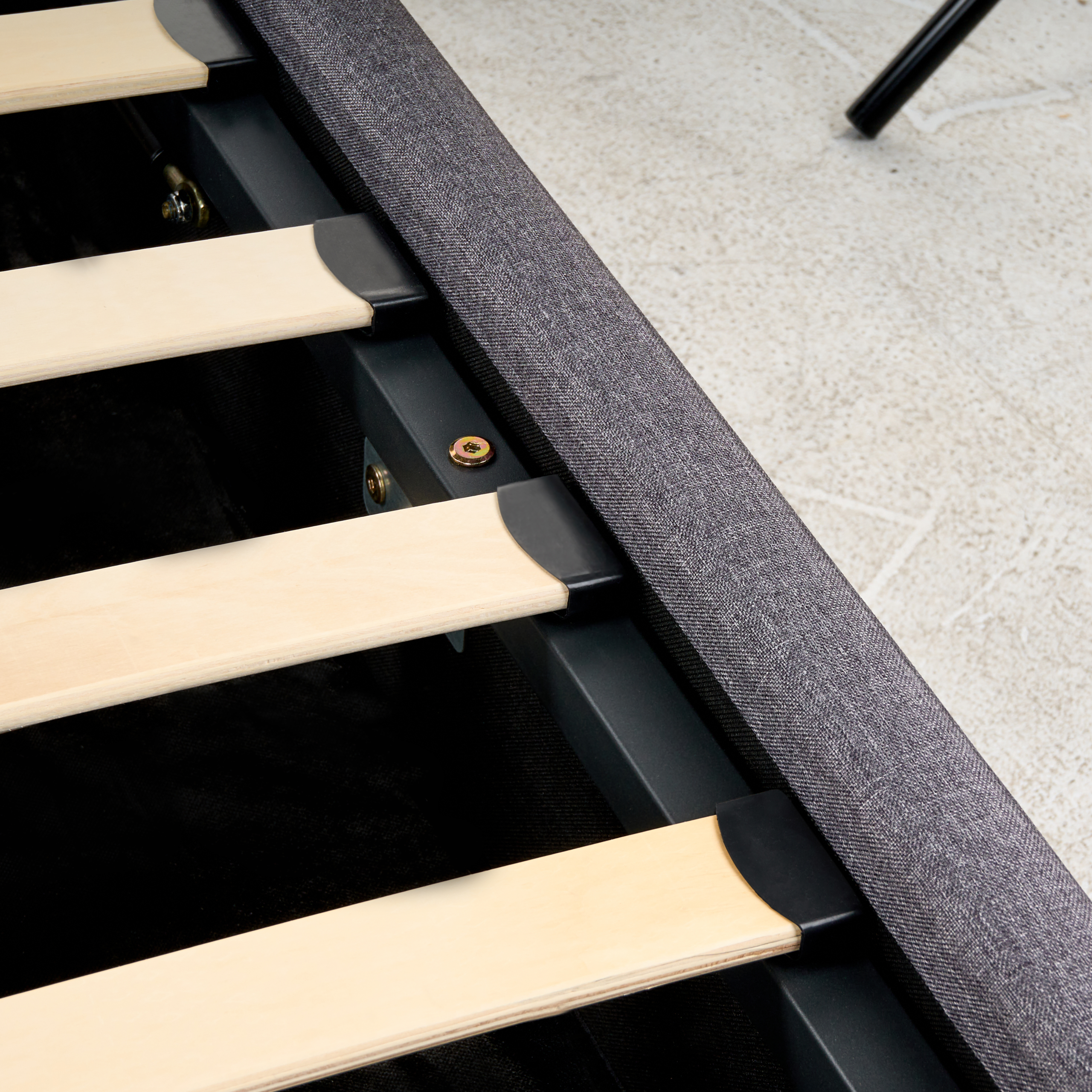 Letto contenitore Tessuto RENNES 180 x 200 cm Grigio scuro - 8