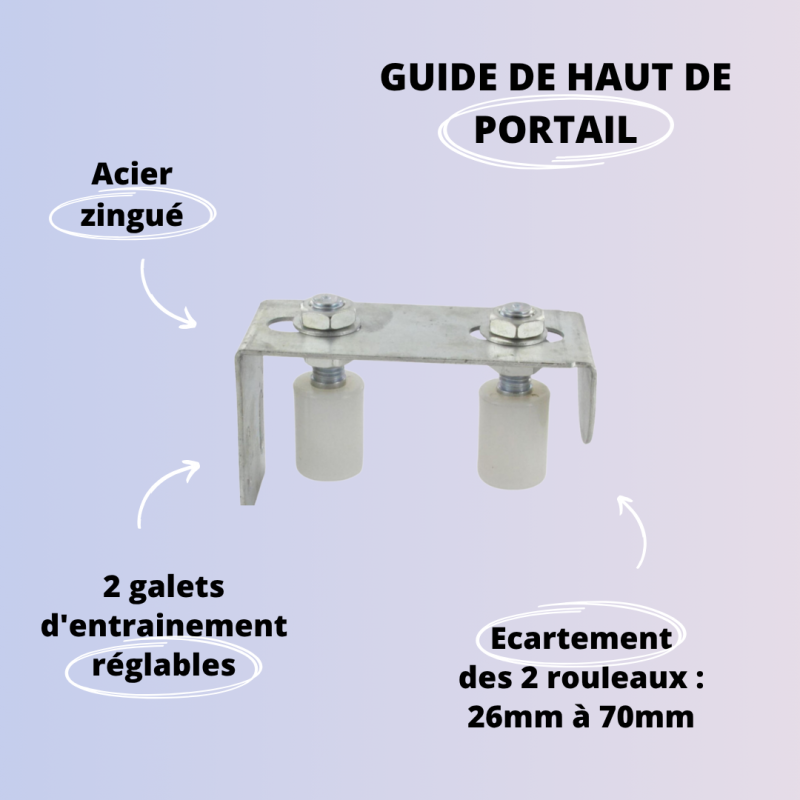 Guide portail coulissant - Acier zingué blanc - Réglable - SECURY-T - 3