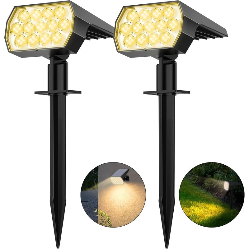 Solarny reftor świąteczny – idealny do ogrodów, ścieżek, dziedzińców, basenów, tarasów itp. – 2 sztuki w opakowaniu, ciepłe światło