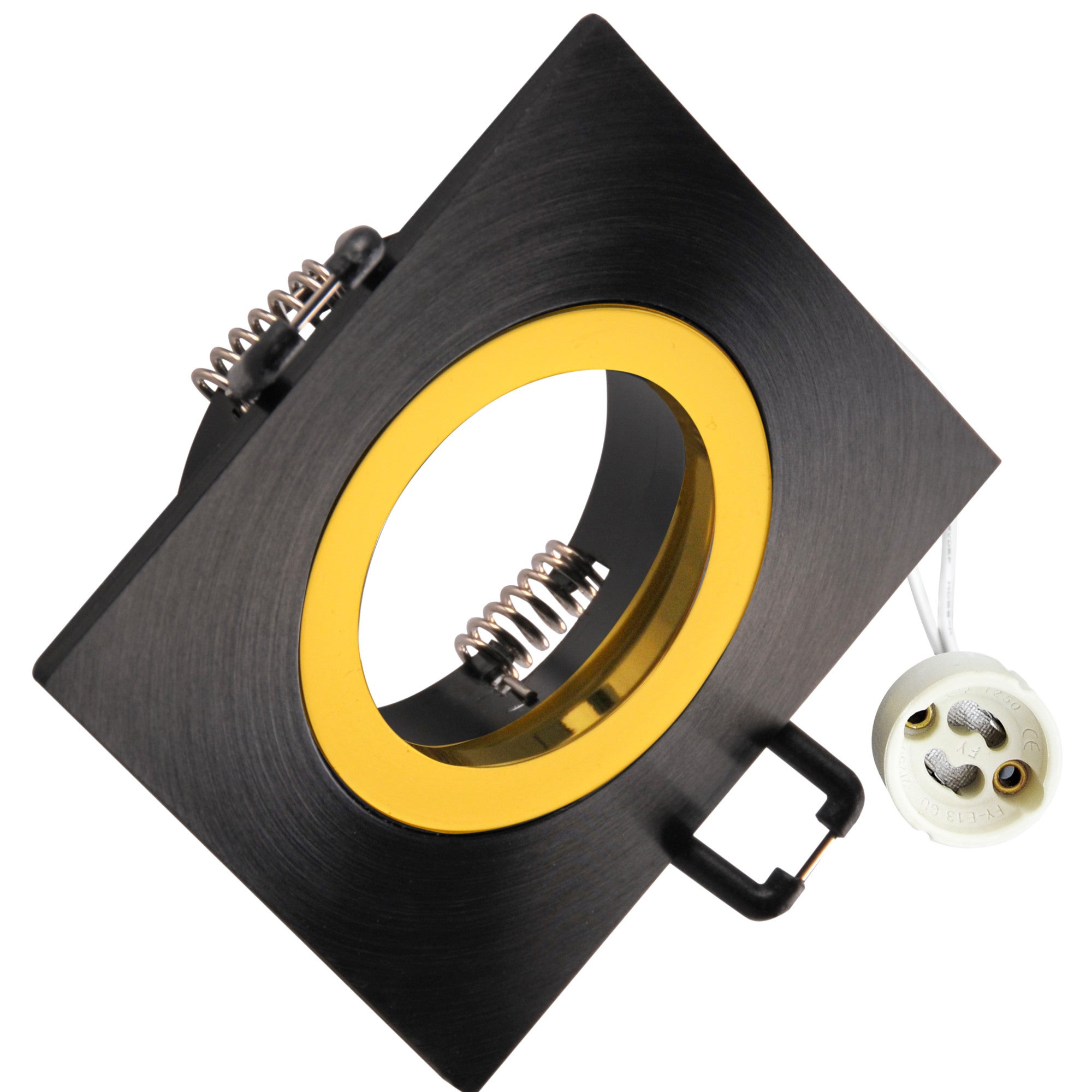 Oprawa sufitowa wpuszczana podtynkowa Febe czarna satyna i złoty połysk 1xGU10x8W kwadratowa IP20 wym: 2,5 x 8 x 8 cm aluminium Polux - 6