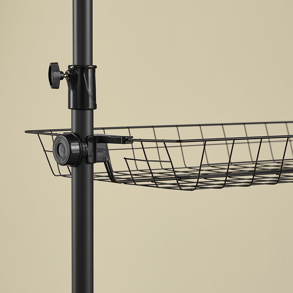 SoBuy Portant à vêtements télescopique solide - Penderie ouverte réglable avec tringles et étagères, Porte manteau pour chambre, Noir, KLS04-II-SCH - 5