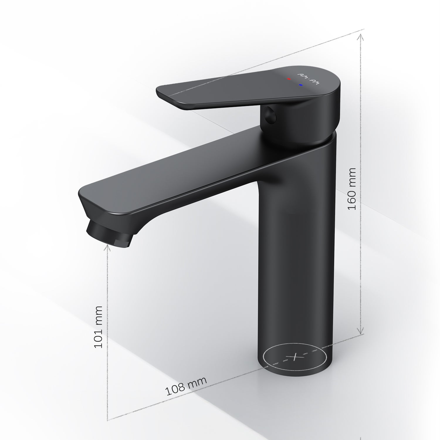 Mitigeur de Lavabo, Robinet de Lavabo, Mitigeur Salle de Bain Robinet de lavabo, Noir, Hit taille S, FTA02122 AM.PM - 7