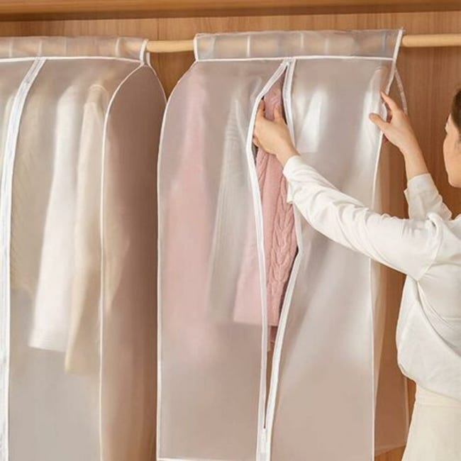 Copertura per appendiabiti con cerniera, antipolvere e impermeabile, borsa traslucida per appendere vestiti, mantiene i vestiti puliti e al sicuro Copertura per appendiabiti con cerniera, antipolvere e impermeabile, borsa traslucida per appendere vestiti, mantiene i vestiti puliti e al sicuro