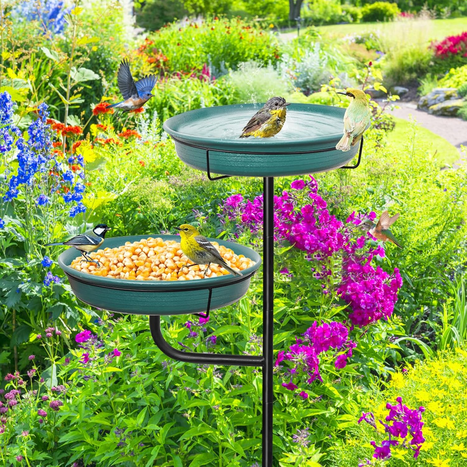 Banheira para pássaros independente para uso externo, comedouro e bebedouro para pássaros de jardim, comedouro decorativo removível estilo spa. - 6