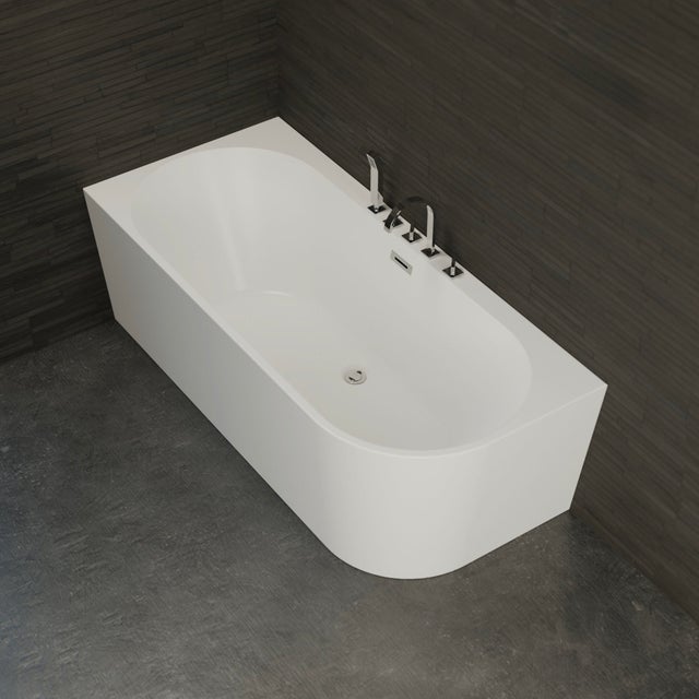 Vasca Angolare Semi-freestanding A Parete Capri 170 Gauche Blanche + Robinetterie Chromée (bianco) L170 X L76 X H58 Cm, By Spalina