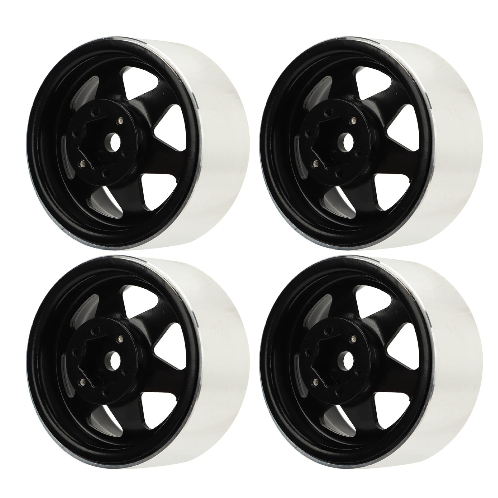 Lot De 4 Jantes Beadlock RC De 1,9 Pouces, Moyeux De Roue En Alliage D'aluminium Pour Chenille Axiale Scx10 90046 Axi 03007 1 10 Rc Argent 95052411