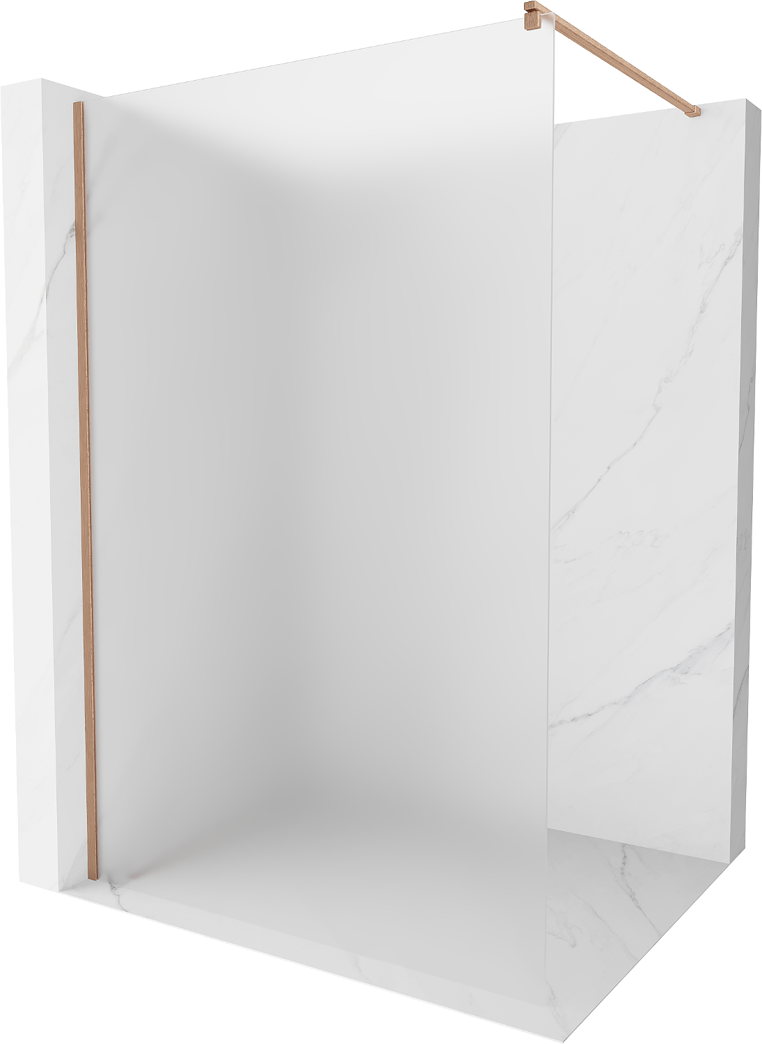 Mexen Kioto ścianka prysznicowa Walk-in 90 x 200 cm, szron 8 mm, miedź szczotkowana - 800-090-101-65-30