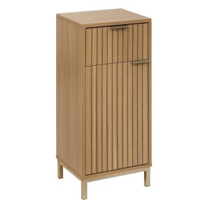 Table De Chevet 2 Tiroirs Tasso Effet Bois Naturel Beige - 5five Simply Smart, Forme Carrée, Fermeture Douce