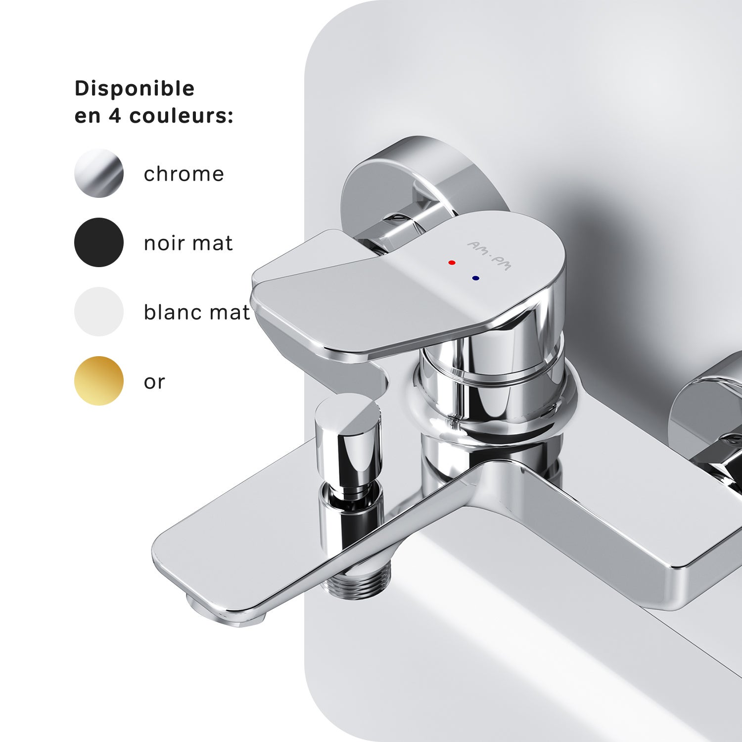 Mitigeur de baignoire mécanique Robinet salle de bain, mitigeur de bain, Chromé, X-Joy FXA10000 AM.PM - 6