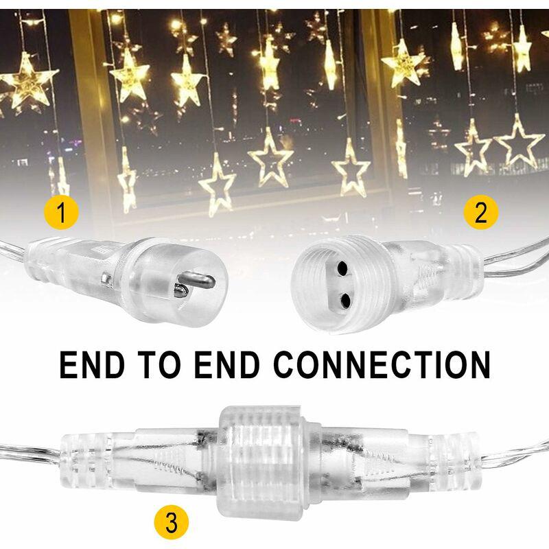 Cortina de luz 12 estrellas 138 LED/2M luz de ventana de pared iluminación interior Navidad boda fiesta decoración luz blanca - 4