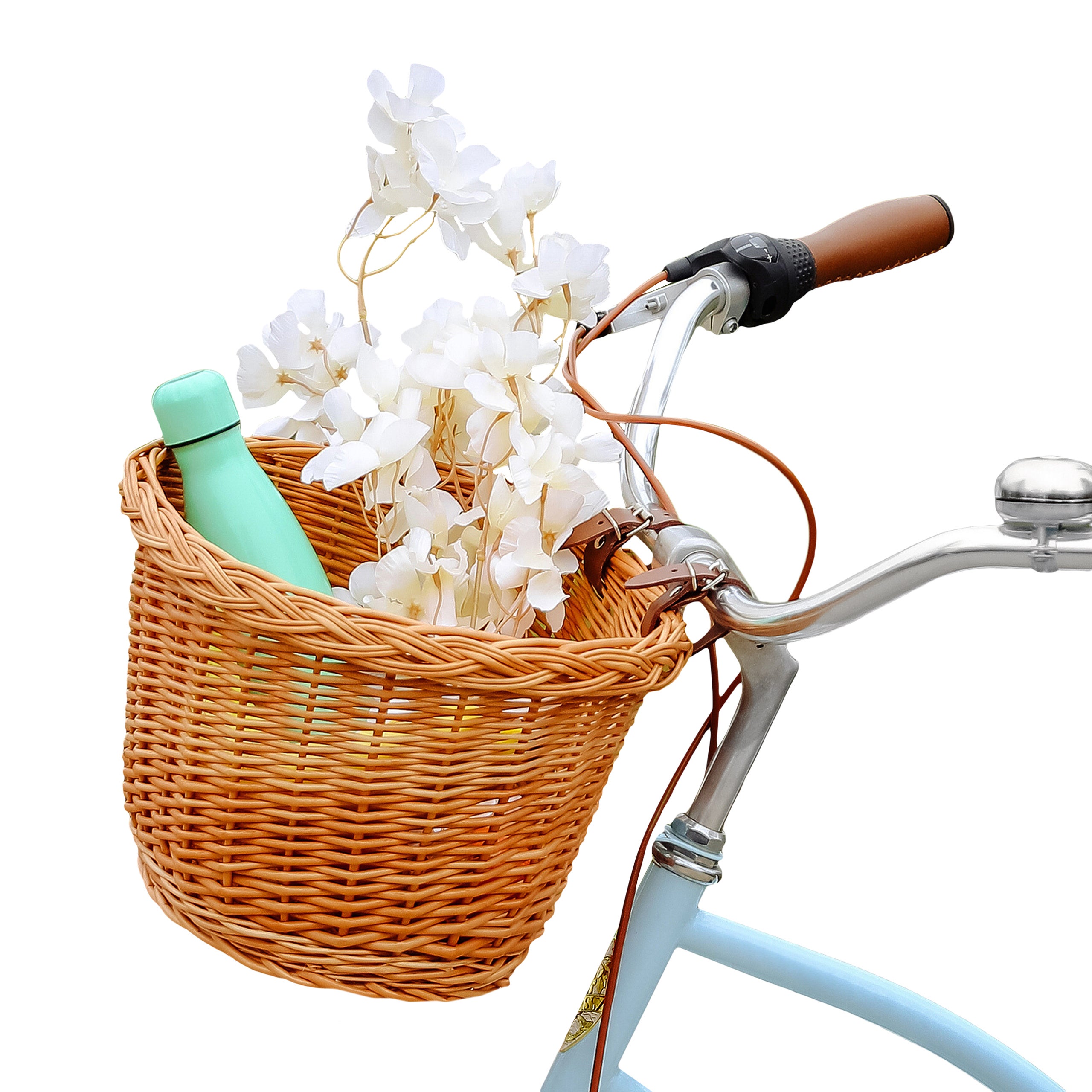 Cestino per bicicletta con manico anteriore cestino per bicicletta intrecciato manualmente il vimini blu è adatto per cestini per biciclette per bambini adulti  18