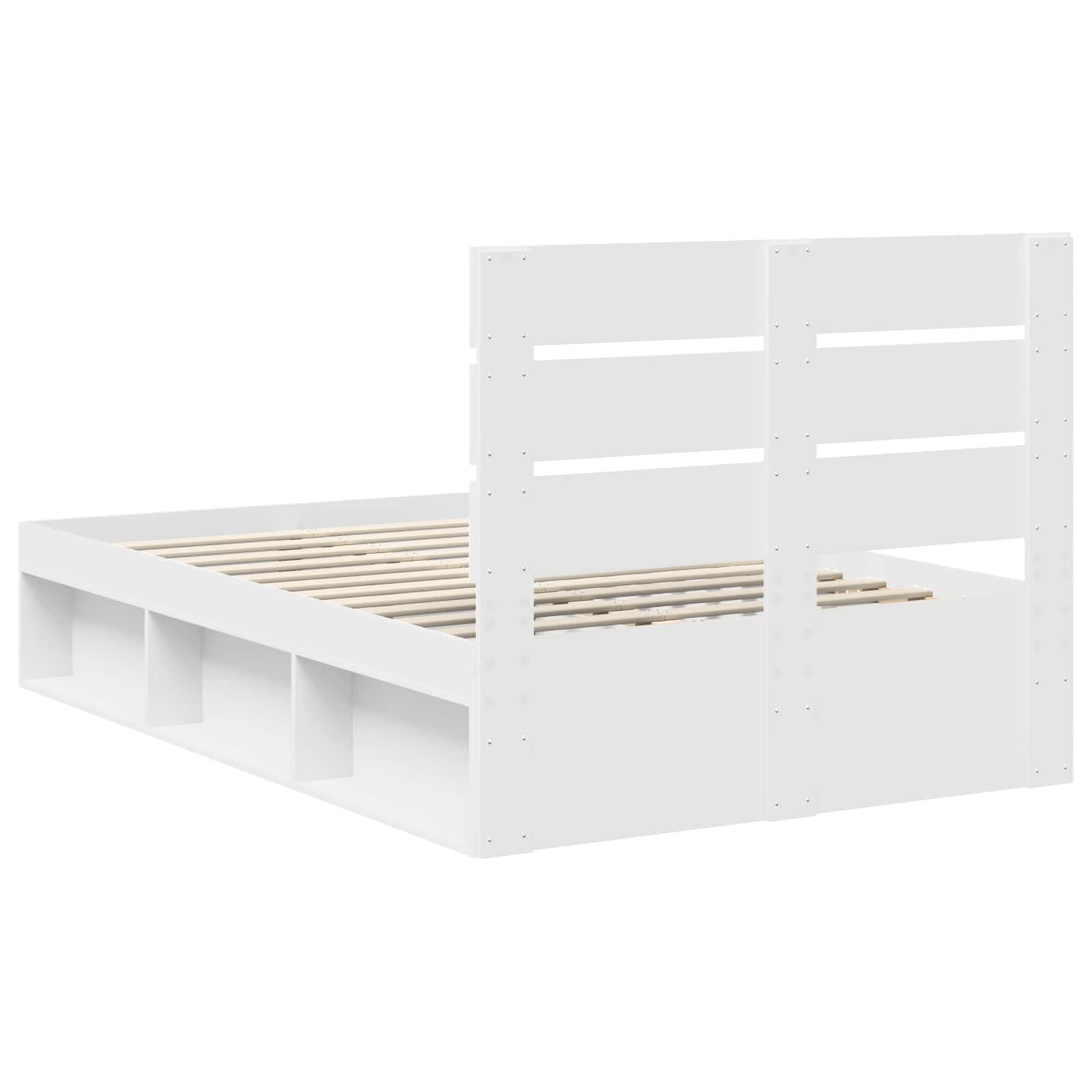 Cadre de lit blanc 120 x 190 cm bois de pin massif - 9