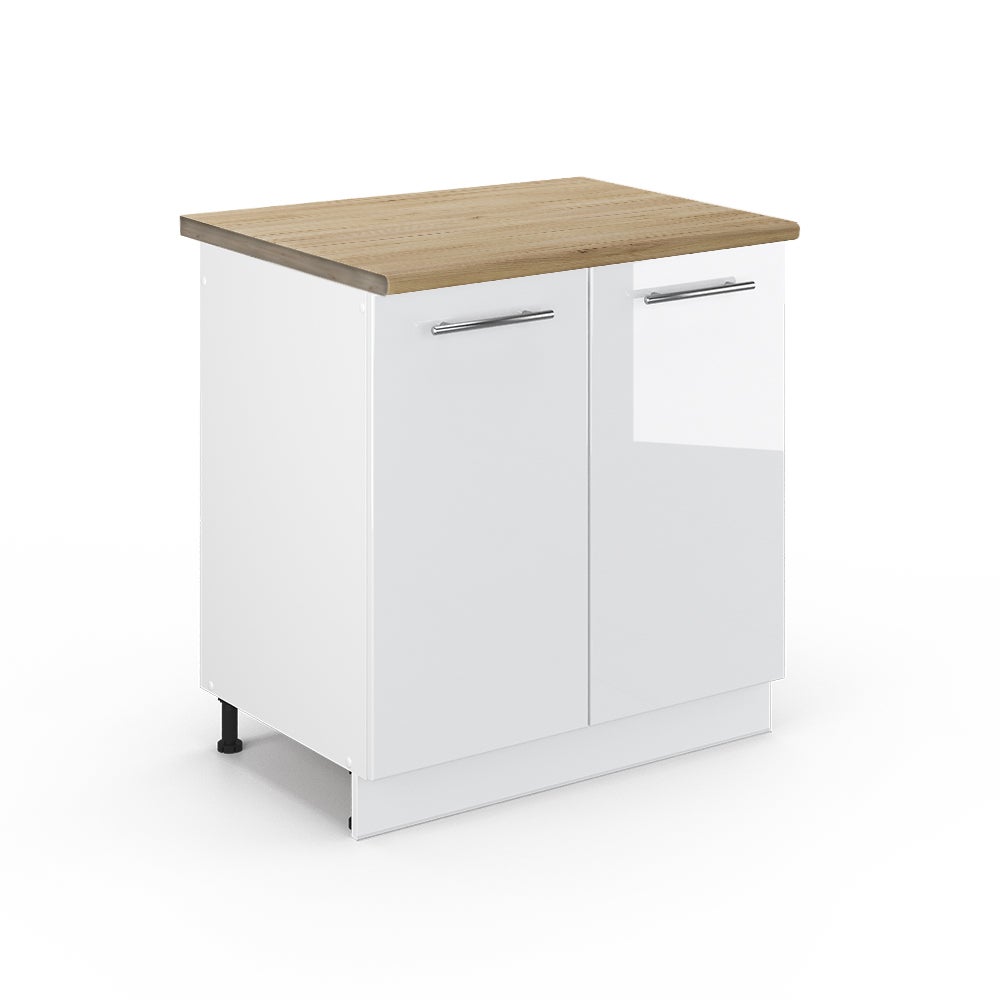Vicco Szafka pod zlew Fame-Line, Biały wysoki połysk, 80 cm , BP Dąb
