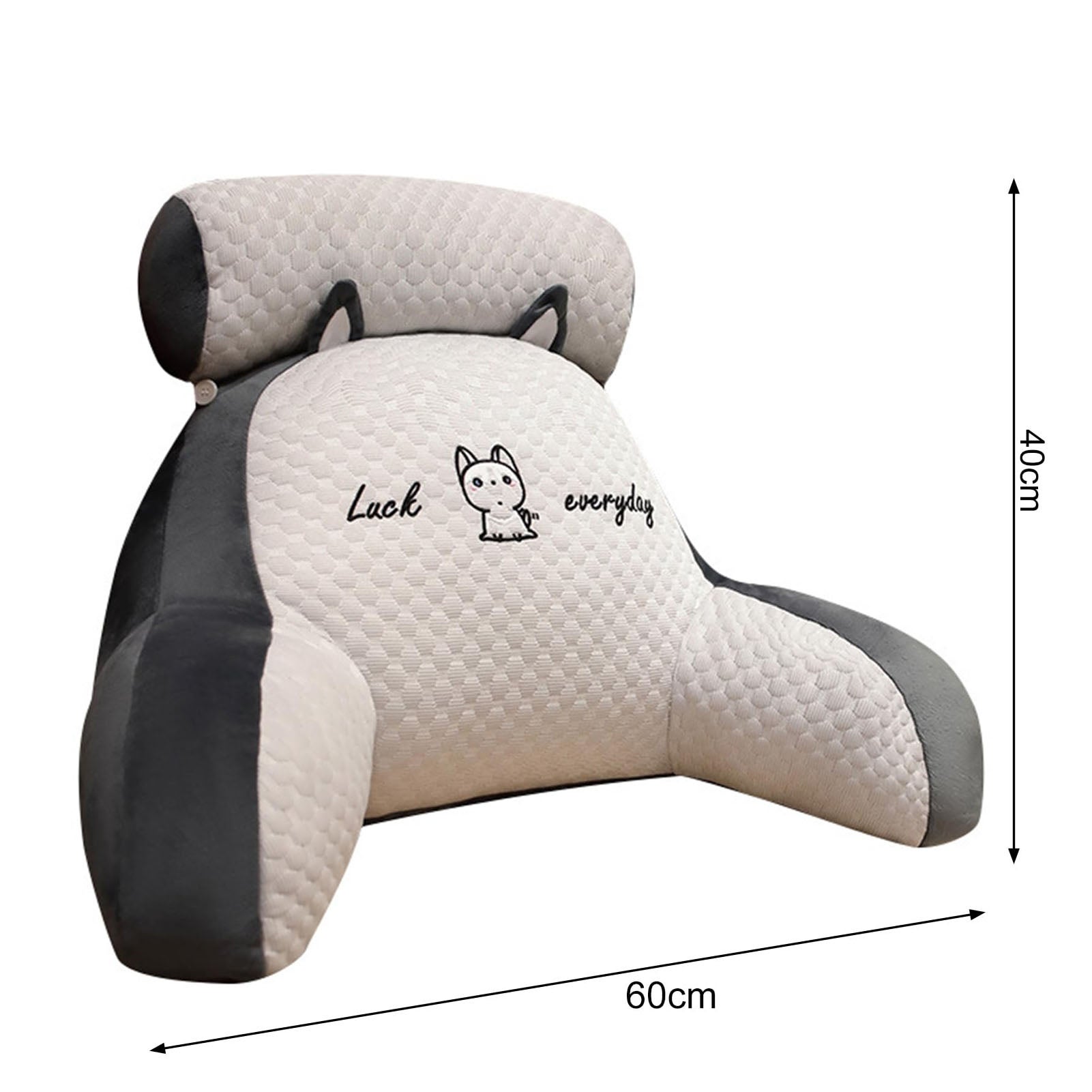 Oreillers de chaise de lit ultra-confortables, Repose-dos 2 en 1 pour s'asseoir au lit, Coussin de dos douillet, Gris et blanc, 60 x 40 cm - 2