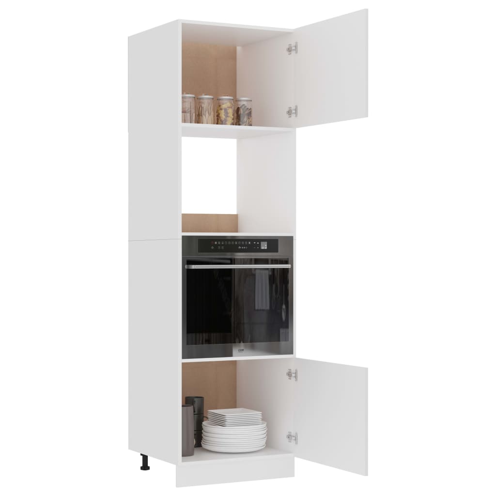 Colonne micro-ondes Blanc 60 x 57 x 207 cm Bois d'ingénierie - 4