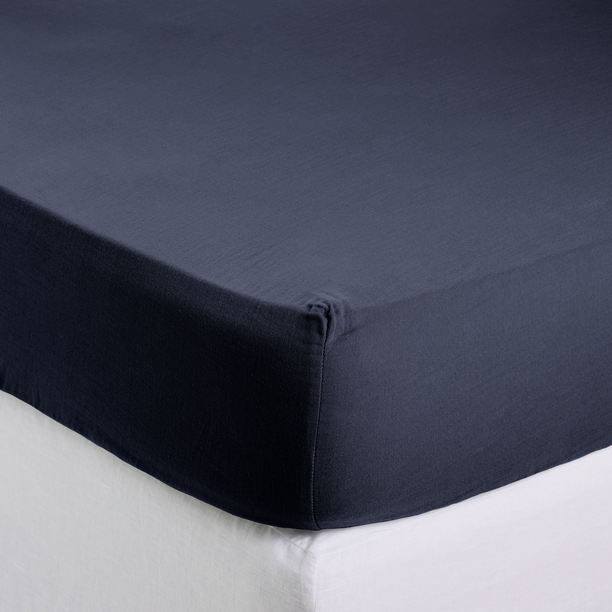 Drap Housse en Gaze de coton lavé LOU Bleu 140x200 cm Leroy Merlin — free download