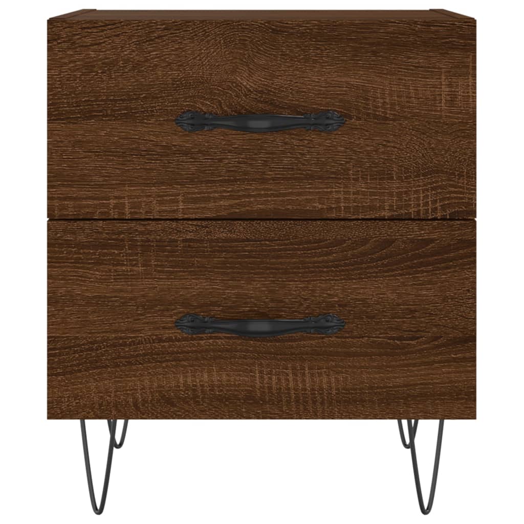Table de chevet chêne marron 40x35x47,5 cm bois d’ingénierie - 5