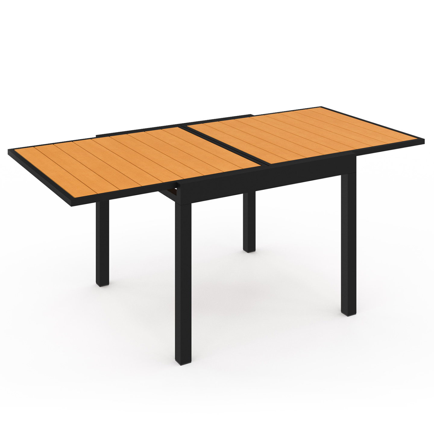 Salon de jardin POLY table extensible 90-180 CM et 8 chaises bois et noir - 3