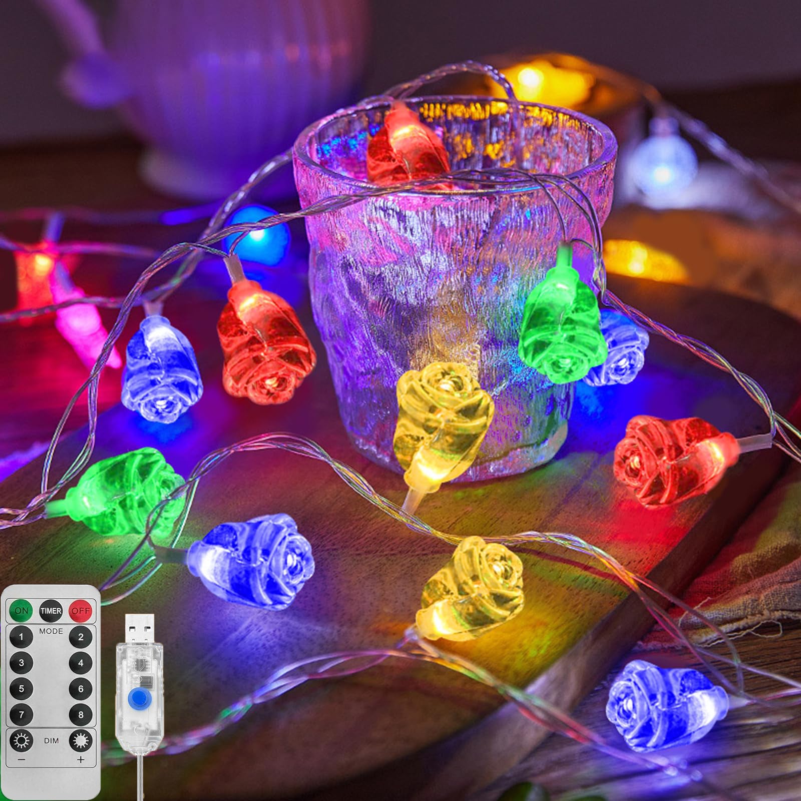 Girlanda świetlna USB, girlanda świetlna 10M80LED, 8 trybów oświetlenia z pilotem do dekoracji świątecznych (światło kolorowe)