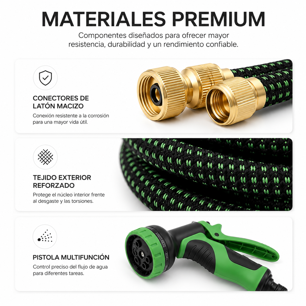 Manguera Extensible De Jardín 30 m Con Pistola Multifunción - 2