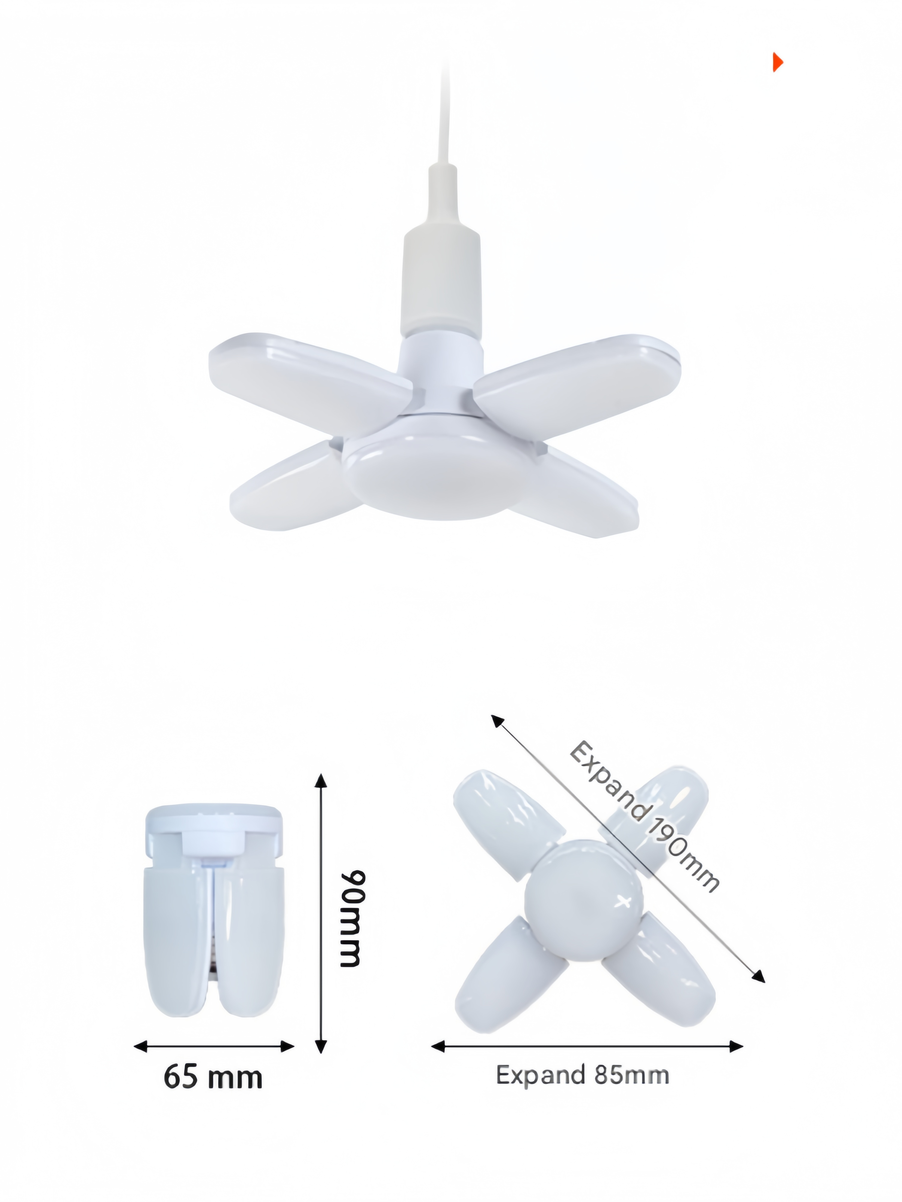 Lot de 2 Lampes LED de Garage 60W 6000LM, Plafonnier Déformable à 4 Panneaux Réglables 360° - 3