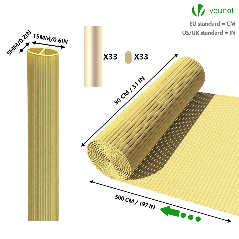 Canisse PVC brise vue ultra renforce avec attaches de fixation 80x500cm beige VOUNOT® - 5