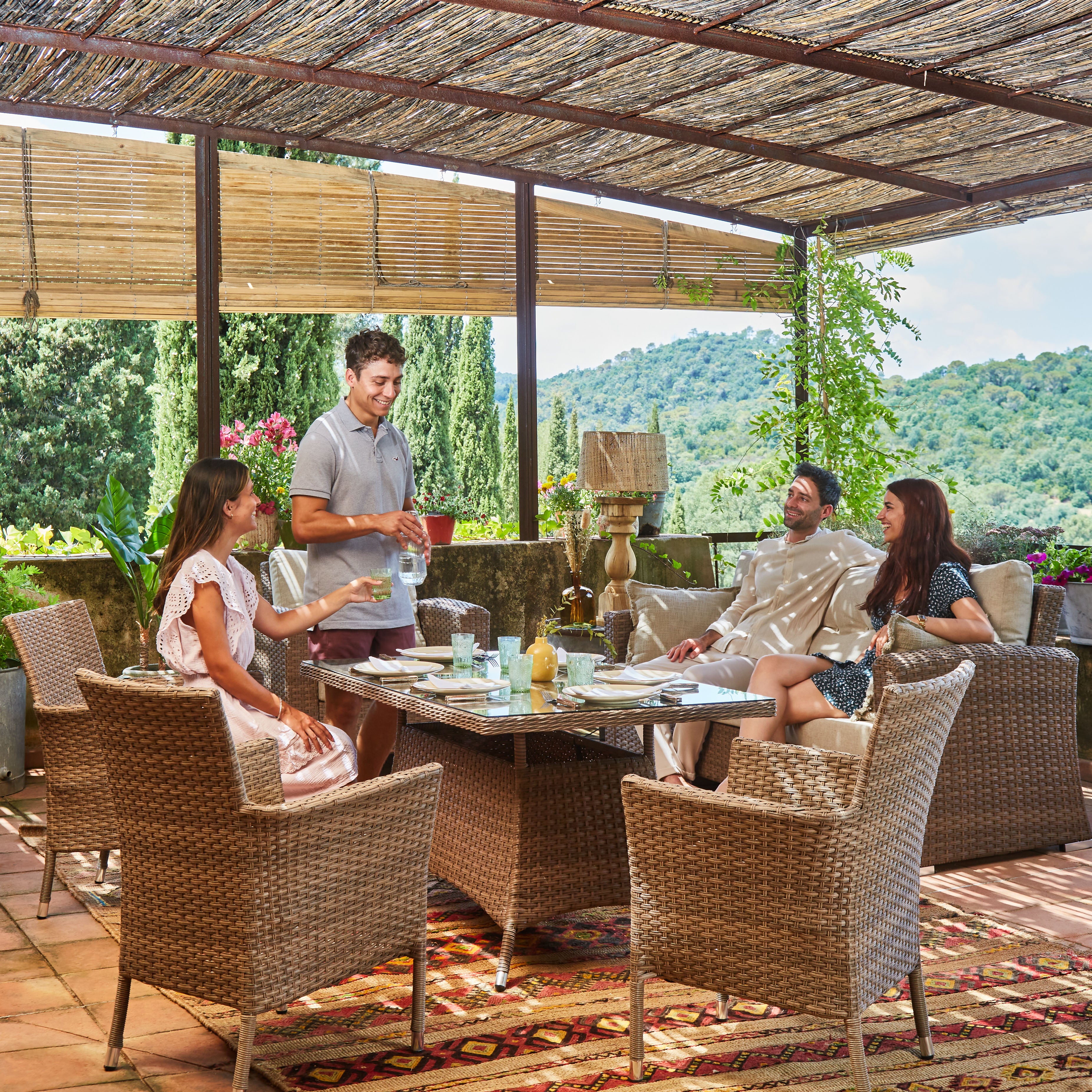 Mesa de porche alta de aluminio y ratán sintético 140x80x68cm - Bolonia - 2