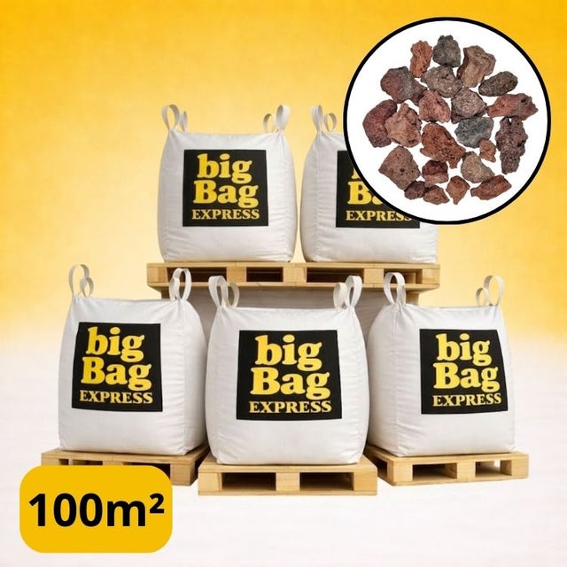 PACK 5 X BIG BAG de 1M3 (+/- 100M²) Gravier Pouzzolane Rouge / Noir 15/25 mm - Livraison STANDARD