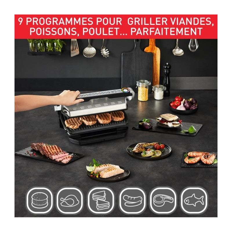 TEFAL GC724D12 Optigrill+ XL Grill viande, 9 programmes, Mode manuel, Decongelation, Surface de cuisson XL, Accessoires inclus - 2