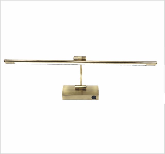 Kinkiet LED do oświetlania obrazów, luster, 12W tradycyjny, ciepłe światło 3000K, wykończenie z antycznego brązu, przegubowy. 55cm. z włącznikiem