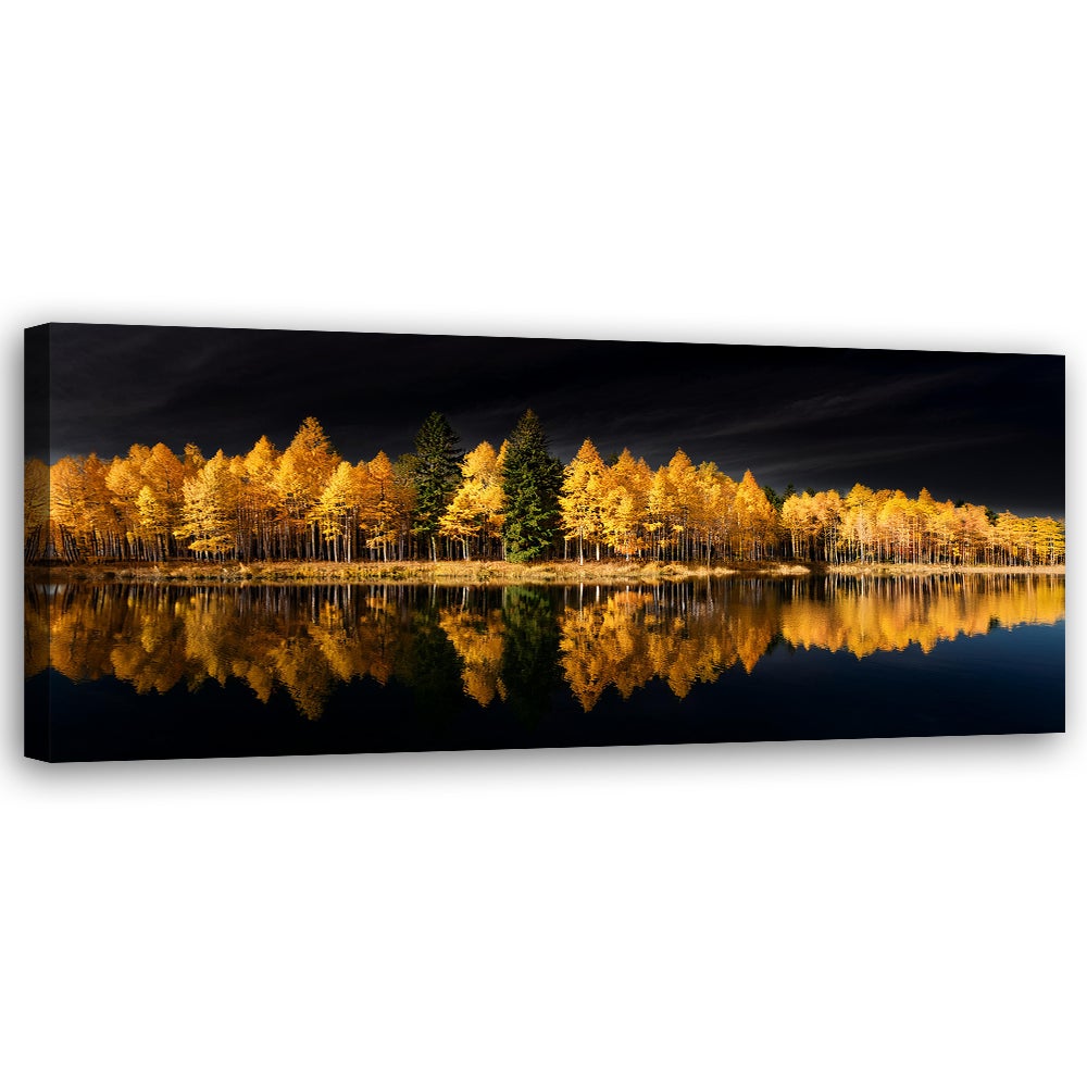 Obraz na płótnie, Krajobraz Las Natura Złoty 150x50