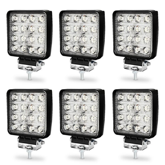 4 fari da lavoro a LED da 48 W, 4560 lm, 6500 K, 12 V, 24 4 fari da lavoro a LED da 48 W, 4560 lm, 6500 K, 12 V, 24