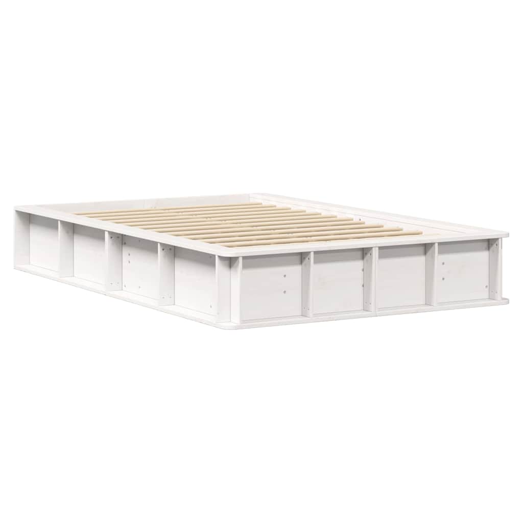 Cadre de lit blanc en bois de pin massif pour la chambre, 140 × 200 cm - 4