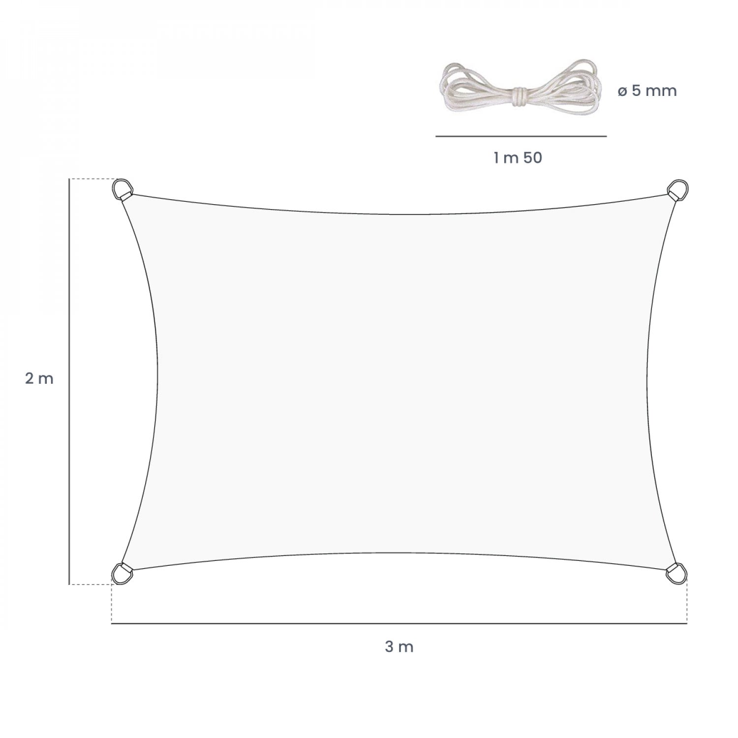 Voile d'ombrage rectangulaire pour terrasse, jardin, toile imperméable et résistant UV - 2 x 3 m - Terracotta - Linxor - 2
