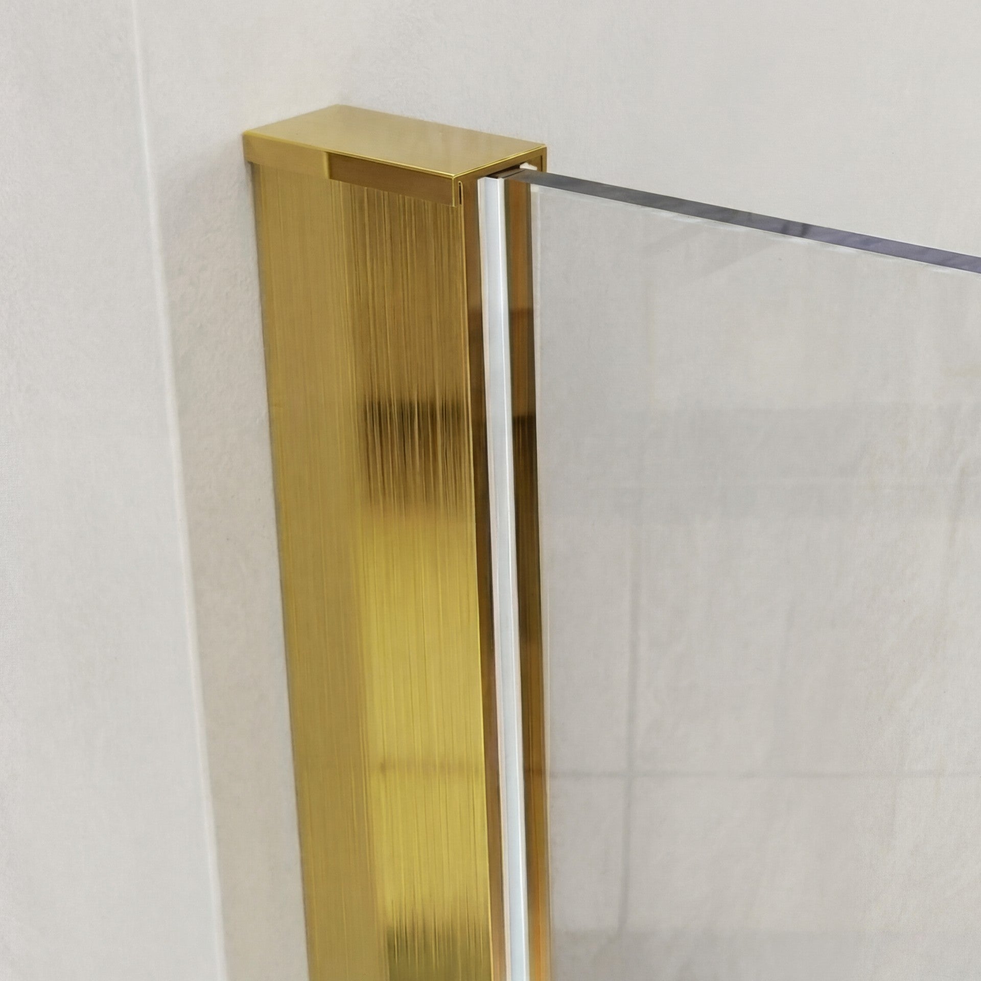 Mampara de ducha fija 120 cm transparente Oro Cepillado antical 8mm 200 cm alto - 4