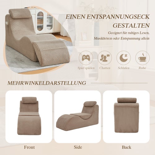 Fauteuil de loisirs moderne au design unique et ergonomique, fabriqué en mousse à compression haute résilience. Coussin d'assise amovible et poche - 7