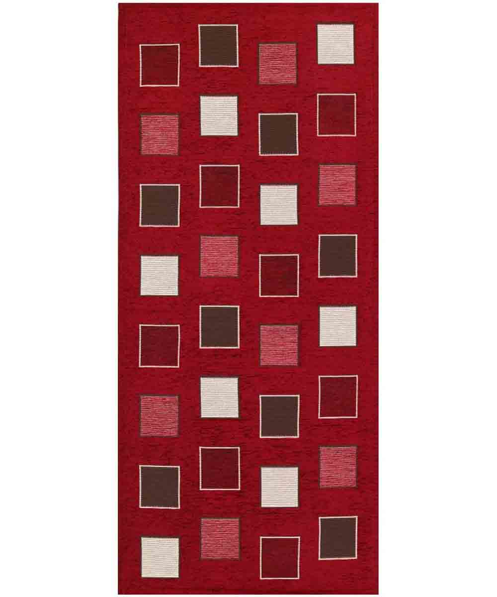 Dywan welurowy antypoślizgowy SQUARE 55x190 cm, czerwony | GalleriaFarah1970