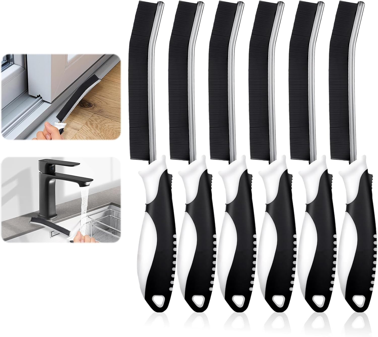 Zestaw 6 szczotek do fug, szczotka do czyszczenia łazienki, szczotka do czyszczenia z twardym włosiem, szczotka do czyszczenia rynien, do kuchni, cza