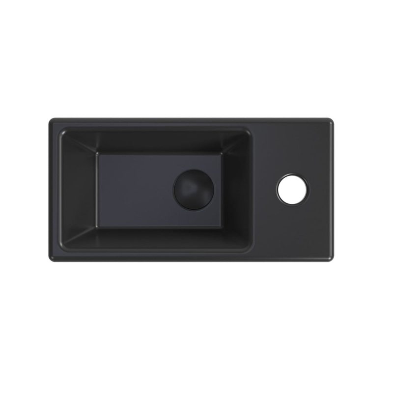 Lave-mains suspendu Brevis Noir 40,5 × 20,5 × 10,5 cm – trou de robinetterie à droite (SATBRE4020SRBKM) - 4