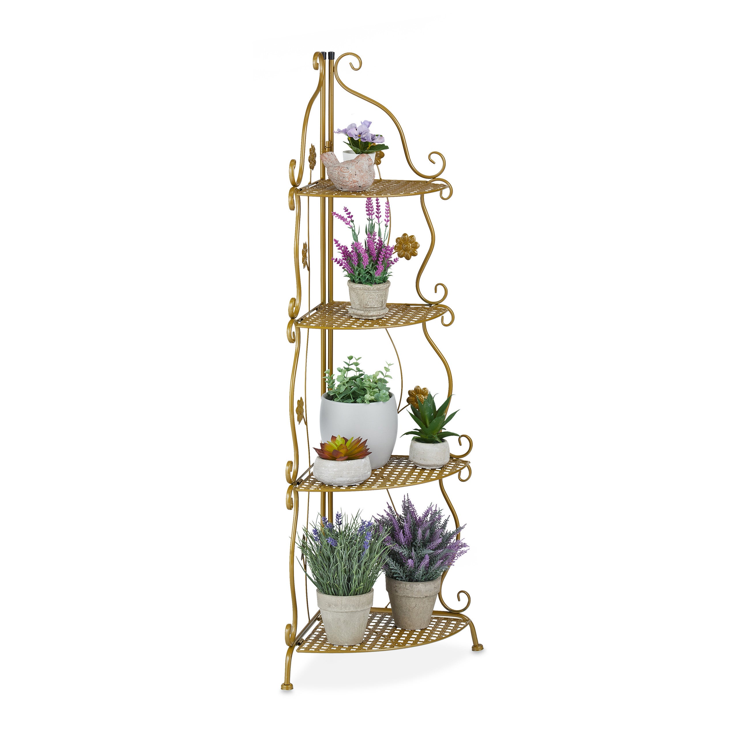 Étagère à Plantes 4 Étages Métal - Support Pour Pots De Fleurs Intérieur/Extérieur - 113,5x31x31cm